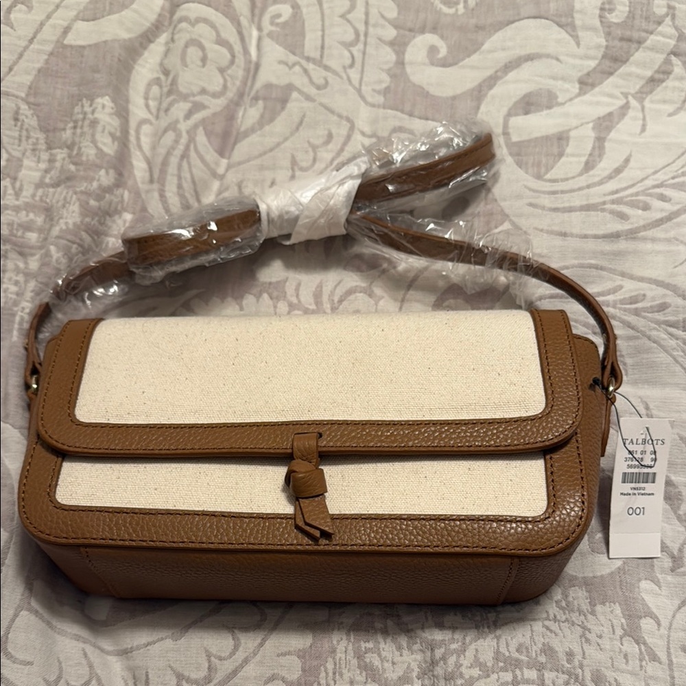 Talbots Tan and Cream Shoulder Bag